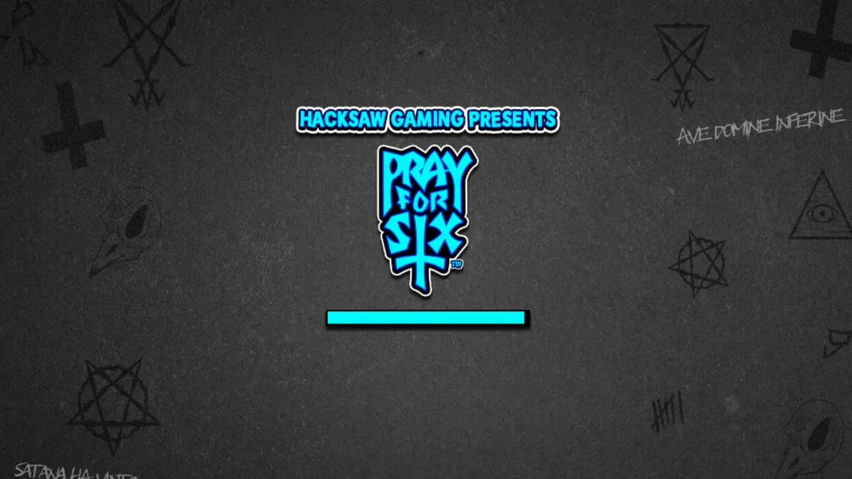 Pray for Six slot game interface featuring monochrome hellscape and Wailing Wheels