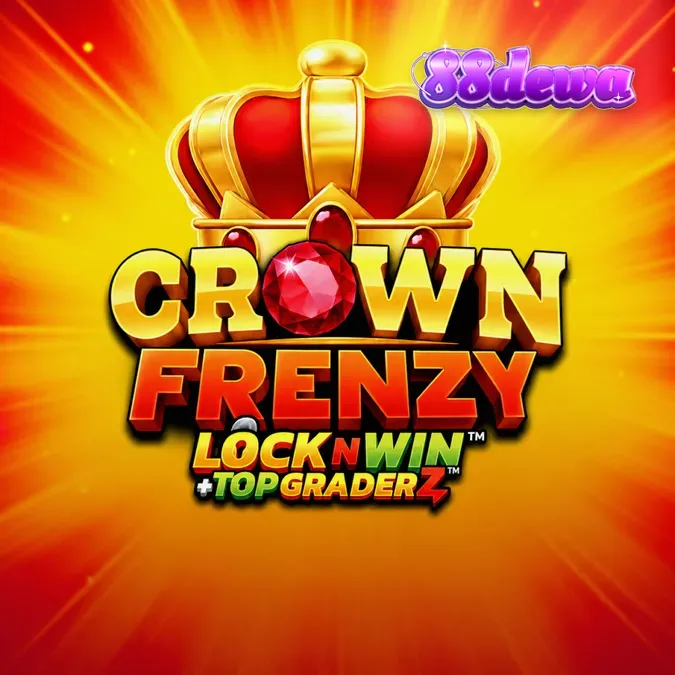Tampilan layar permainan slot Crown Frenzy LockNWin dengan simbol-simbol mahkota dan koin emas.